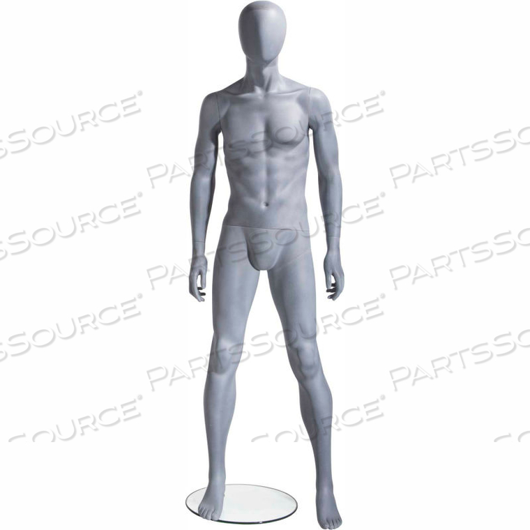 MALE MANNEQUIN - OVAL HEAD, ARMS AT SIDE, LEGS SLIGHTLY BENT -NATURAL FOUNDRY by Mondo Mannequins