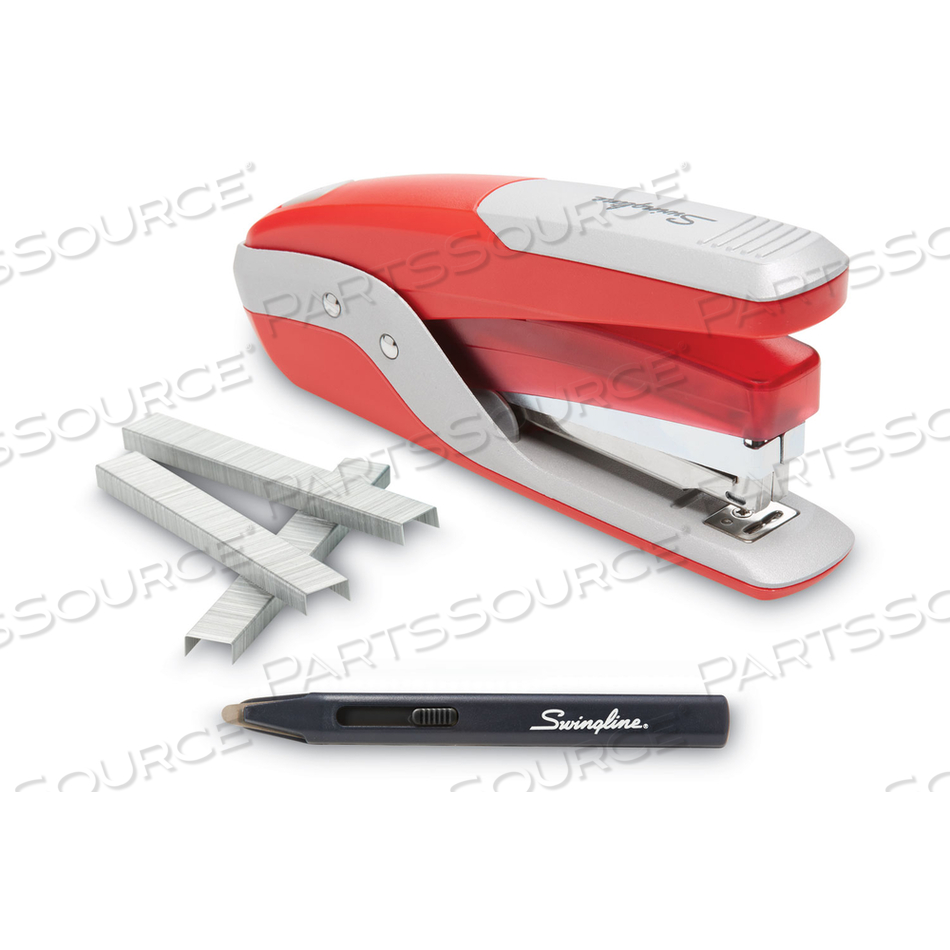 QUICK TOUCH STAPLER VALUE PACK, 28-SHEET CAPACITY, RED/SILVER 