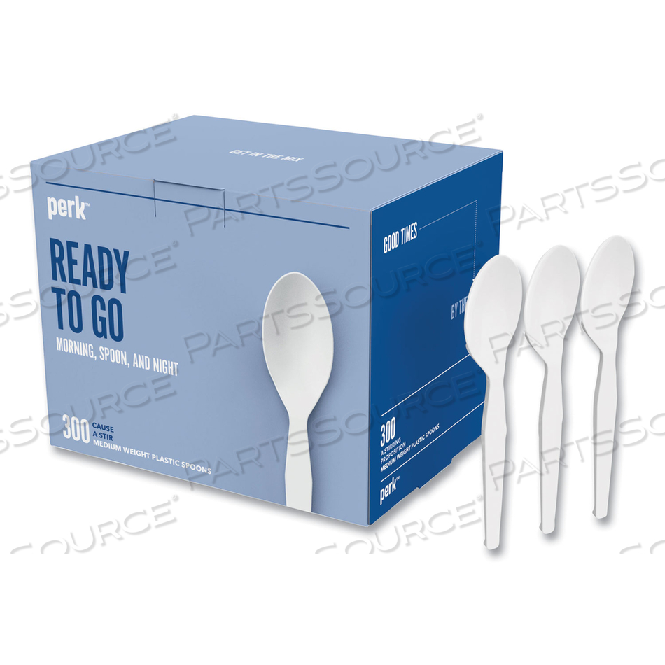 ECO-ID MEDIUMWEIGHT COMPOSTABLE CUTLERY, TEASPOON, WHITE by Perk ECO-ID MEDIUMWEIGHT COMPOSTABLE CUTLERY, TEASPOON, WHITE by Perk