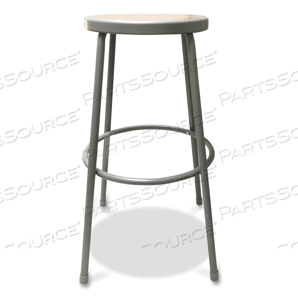 INDUSTRIAL METAL SHOP STOOL, BACKLESS, SUPPORTS UP TO 300 LB, 30" SEAT HEIGHT, BROWN SEAT, GRAY BASE by Alera