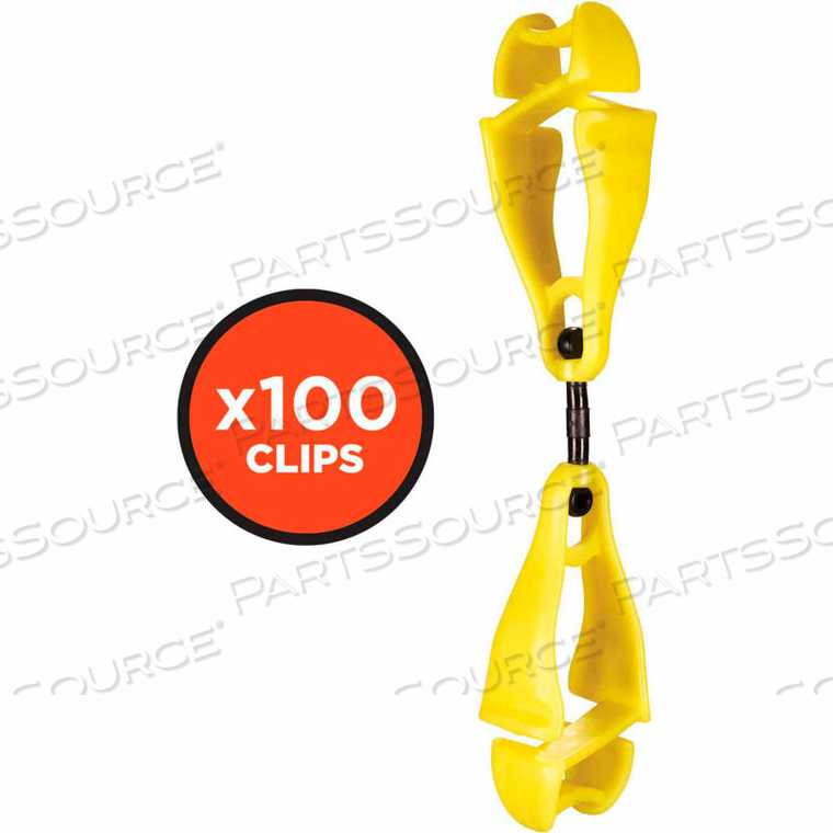 SWIVEL GLOVE CLIP HOLDER, DUAL CLIPS, 100-PACK, LIME by Ergodyne