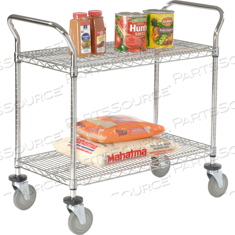 NEXEL UTILITY CART, 2 SHELF, CHROME, 36"L, X 24"W, X 39"H, POLYURETHANE CASTERS by Approved Vendor NEXEL UTILITY CART, 2 SHELF, CHROME, 36"L, X 24"W, X 39"H, POLYURETHANE CASTERS by Approved Vendor
