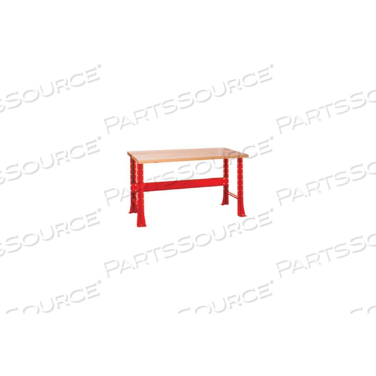 SHURESHOP ADJUSTABLE HEIGHT STATIONARY BENCH - MAPLE TOP 60" X 30" - CARMINE RED 