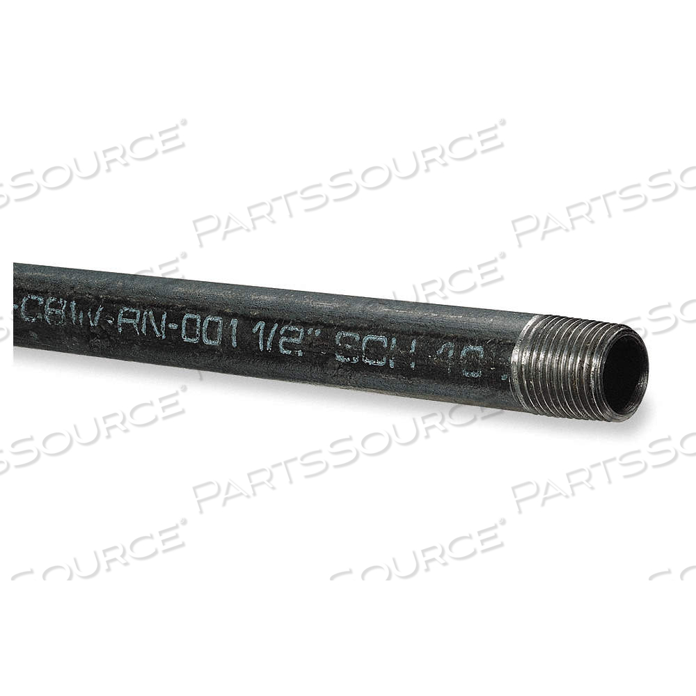 PIPE, BLACK STEEL, 1/2 IN NOMINAL PIPE SIZE, 10 FT LG, THREADED ON BOTH ENDS, SCHEDULE 40, WELDED by Approved Vendor