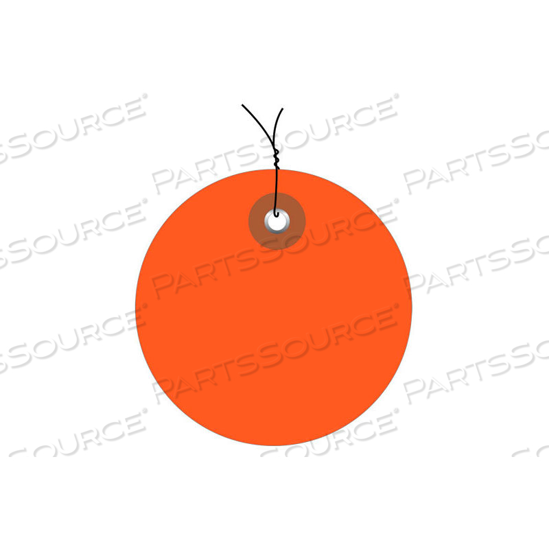 PRE-WIRED PLASTIC CIRCLE TAGS 3" DIAMETER ORANGE - 100 PACK by Box Packaging Inc