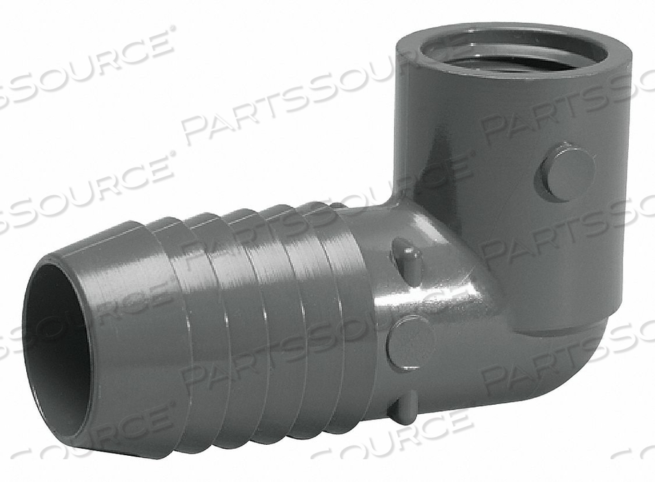 90° INSERT ELBOW, 1/2 IN X 1/2 IN FITTING PIPE SIZE, MALE INSERT X FEMALE NPT, 200 PSI, GRAY by Lasco