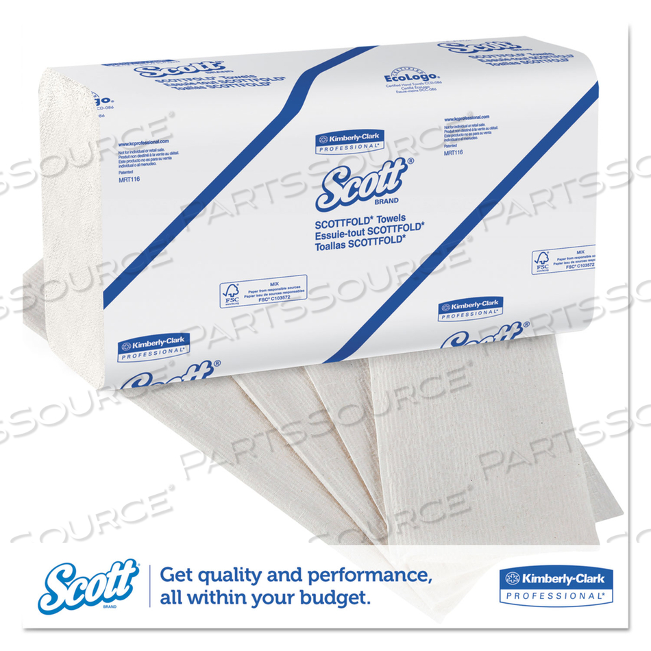 PRO SCOTTFOLD TOWELS, 9.4 X 12.4, WHITE, 175 TOWELS/PACK by Scott