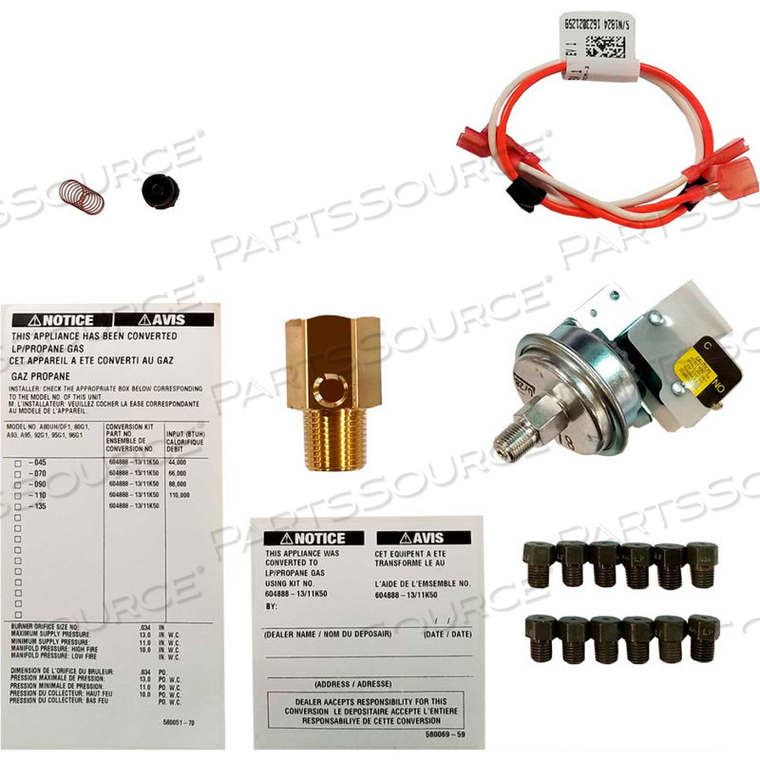 ROYALTON PROPANE CONVERSION KIT FOR 1-STAGE GAS FURNACES 