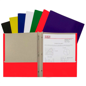 RECYCLED TWO-POCKET PAPER PORTFOLIOS WITH PRONGS, ASSORTED COLOR - 100/SET by C-Line