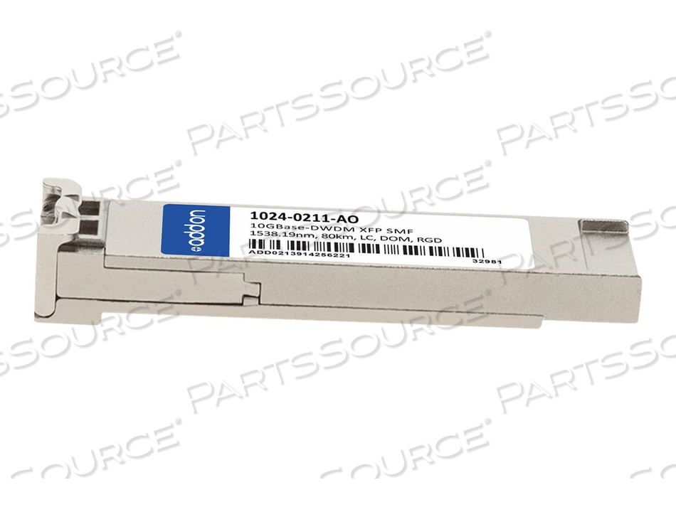 ADDON, XFP TRANSCEIVER MODULE (EQUIVALENT TO: OPTELIAN 1024-0211), 10 GIGE, 10GBASE-DWDM, LC SINGLE-MODE, UP TO 49.7 MILES, 1538.19 NM, TAA  by ADDON