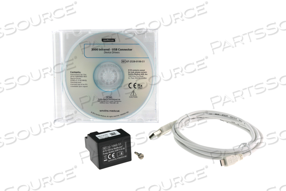 ADAPTER, IR TO USB CONNECTION TYPE, WITH CABLE, FOR MEDFUSION° 3000 SERIES SYRINGE PUMP by Smiths Medical ADAPTER, IR TO USB CONNECTION TYPE, WITH CABLE, FOR MEDFUSION° 3000 SERIES SYRINGE PUMP by Smiths Medical