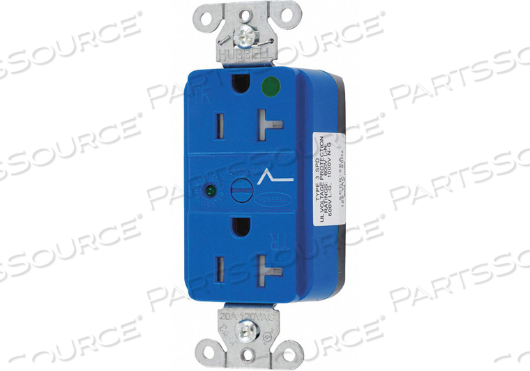 RECEPTACLE BLUE 1.0 HP 20A 3 WIRES NYLON by Hubbell Incorporated, Wiring Device-Kellums