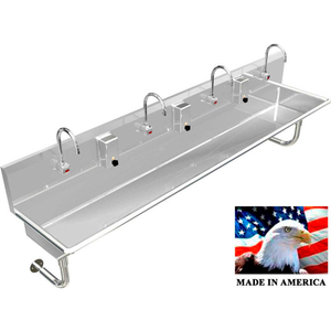 STAINLESS STEEL SINK, 4 USER W/ELECTRONIC FAUCETS, ROUND TUBE MOUNTED 84" L X 20" W X 8" D by Best Sheet Metal, Inc.