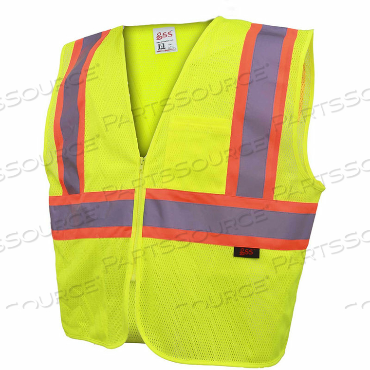 1005 STANDARD CLASS 2 TWO TONE MESH ZIPPER SAFETY VEST, LIME, LARGE by GSS Safety LLC 1005 STANDARD CLASS 2 TWO TONE MESH ZIPPER SAFETY VEST, LIME, LARGE by GSS Safety LLC