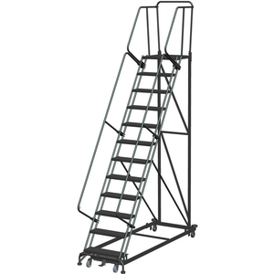 14 STEP EXTRA HEAVY DUTY STEEL ROLLING SAFETY LADDER - PERFORATED TREAD by Ballymore