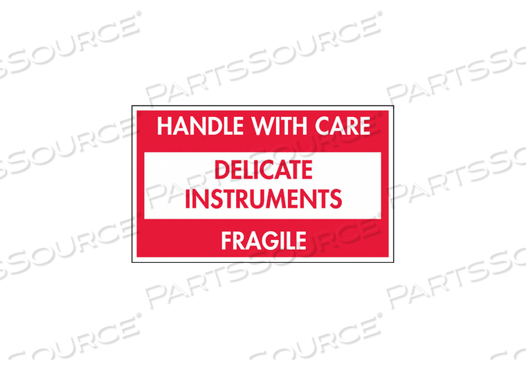 INSTRUCTIONAL HANDLING LABEL, LANGUAGE ENGLISH, PRIMARY LABEL SUBJECT CARE INSTRUCTION, MESSAGE HEADER FRAGILE, MESSAGE DELICATE INSTRUMENTS by Tapecase
