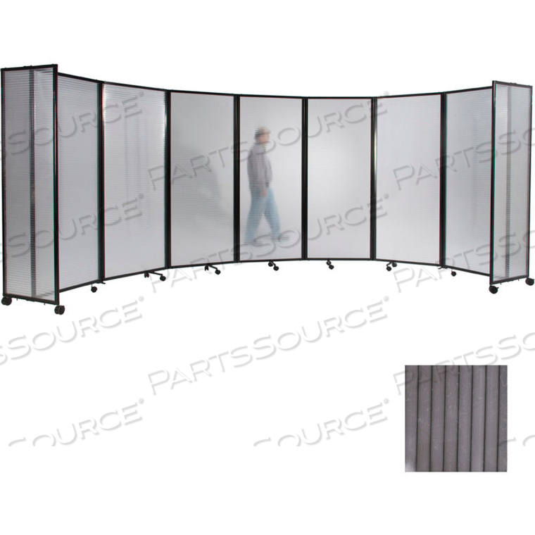 PORTABLE MOBILE ROOM DIVIDER, 7'6"X25' POLYCARBONATE, GRAY by Versare Solutions, Inc. PORTABLE MOBILE ROOM DIVIDER, 7'6"X25' POLYCARBONATE, GRAY by Versare Solutions, Inc.