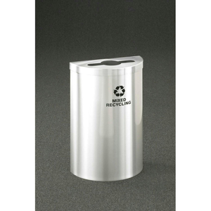 VALUE RECYCLEPRO SINGLE STREAM HALF ROUND SATIN ALUMINUM, 16 GALLON MIXED RECYCLE - M1899VSA by Glaro Products Inc
