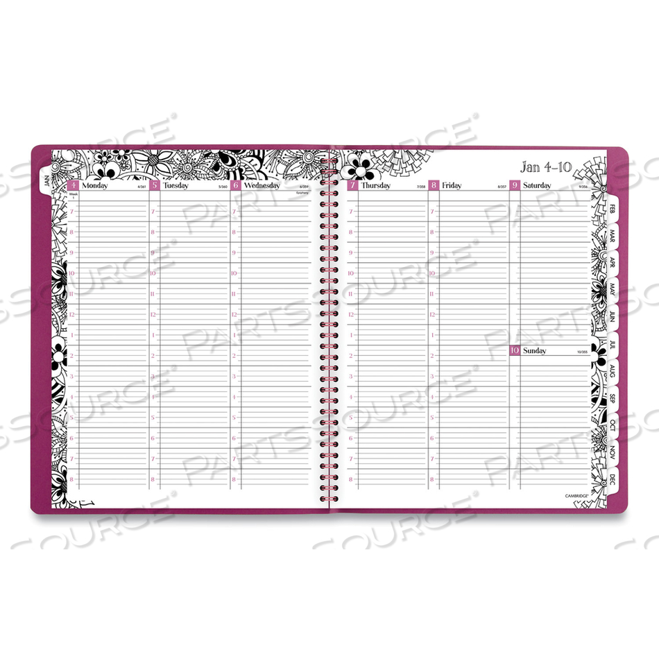 FLORADOODLE WEEKLY/MONTHLY PROFESSIONAL PLANNER, ADULT COLORING ARTWORK, 11 X 8.5, B/W COVER, 12-MONTH (JAN-DEC): 2023-2024 by Cambridge FLORADOODLE WEEKLY/MONTHLY PROFESSIONAL PLANNER, ADULT COLORING ARTWORK, 11 X 8.5, B/W COVER, 12-MONTH (JAN-DEC): 2023-2024 by Cambridge