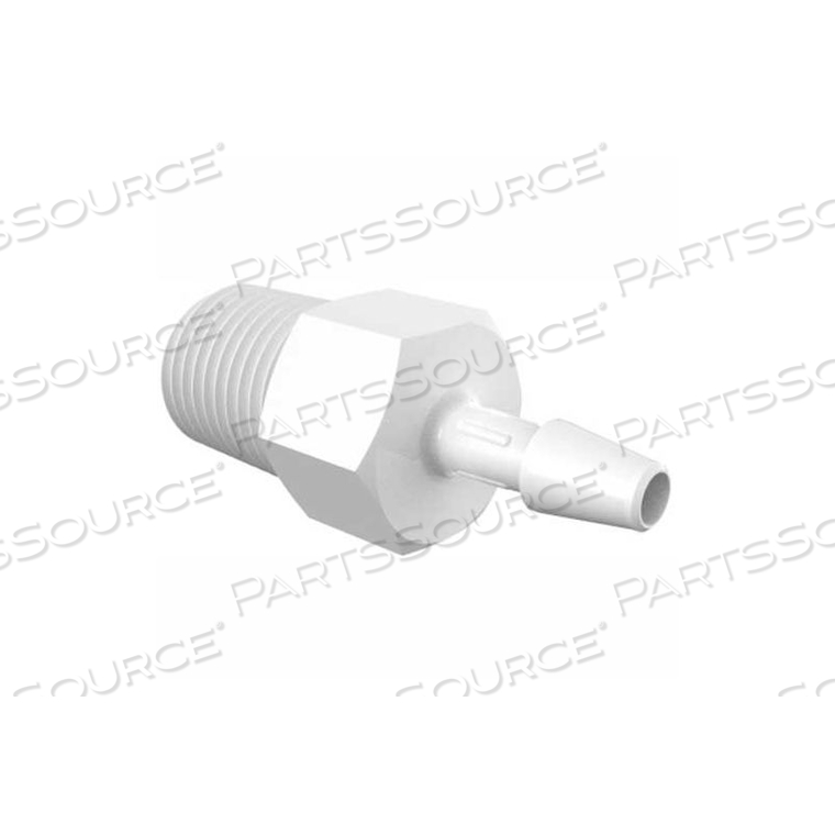 1/8-27 NPT TO 1/8" BARBED ADAPTER, NON-ANIMAL DERIVED POLYPROPYLENE 