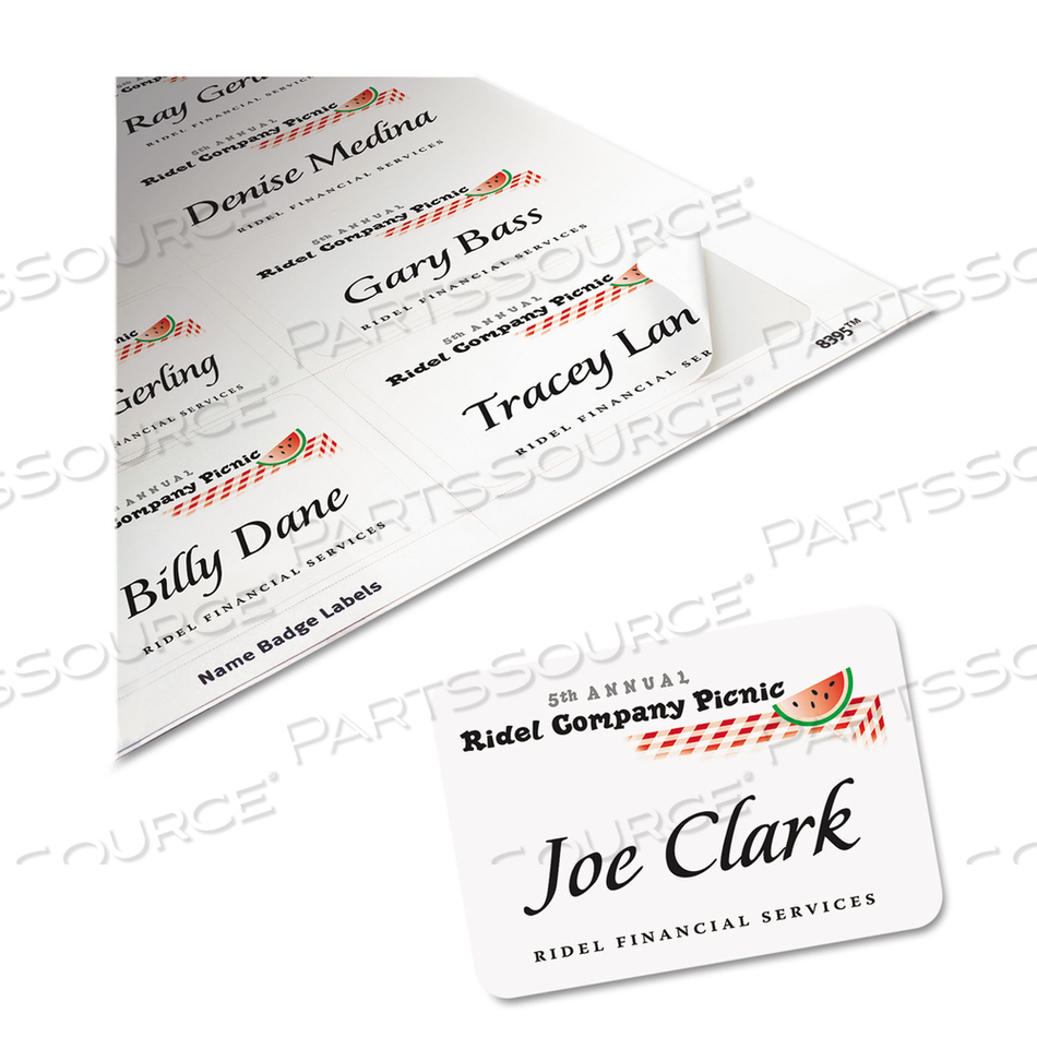 FLEXIBLE ADHESIVE NAME BADGE LABELS, 3.38 X 2.33, WHITE by Avery FLEXIBLE ADHESIVE NAME BADGE LABELS, 3.38 X 2.33, WHITE by Avery