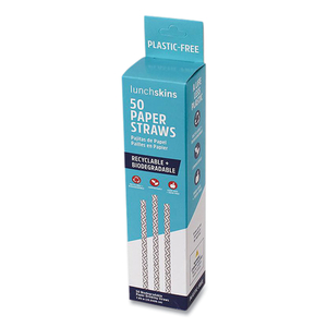 BLUE CHEVRON PAPER STRAWS, 7.89", 50/BOX by lunchskins