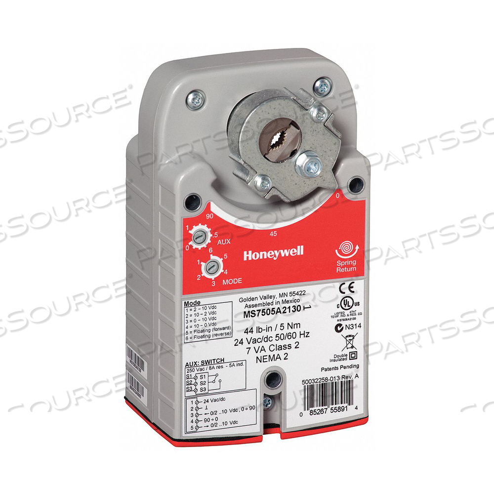 120V TWO POSITION OR SPST SPRING RETURN 27 LB-IN. 3 NM DIRECT COUPLED ACTUATOR WITH ONE AUX. SWITCH by Honeywell
