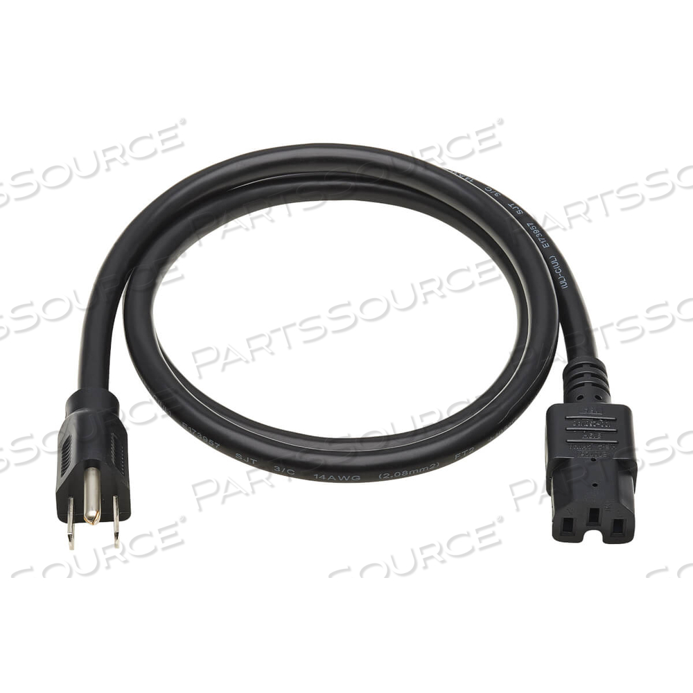 4FT 14 AWG NEMA 5-15P - C15 HEAVY DUTY POWER CORD - BLACK by Tripp Lite