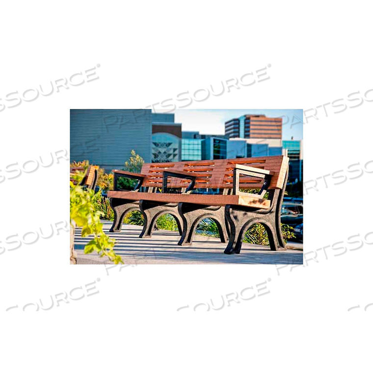 ELITE 8 FT. BACKED BENCH WITH ARMS, GREEN BENCH/BLACK FRAME 