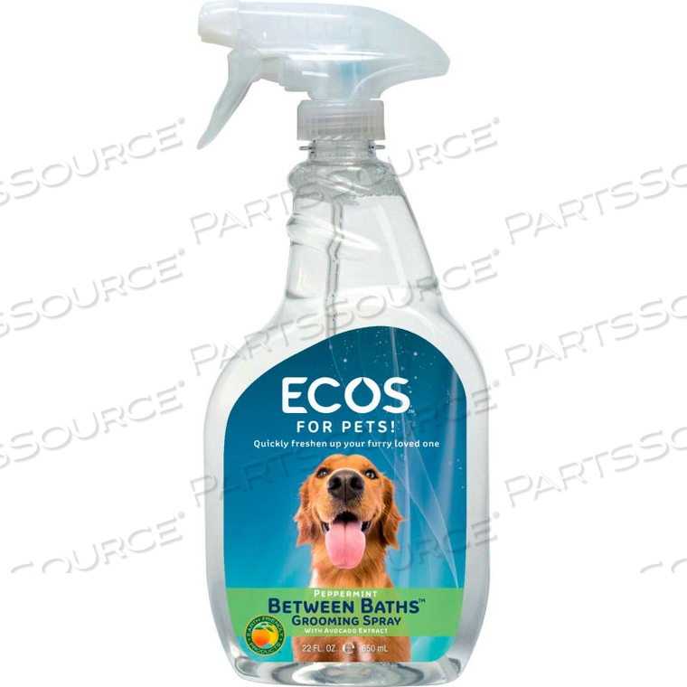 ECOS, PET BETWEEN BATHS GROOMING SPRAY, PEPPERMINT/SPRAYER, 22OZ. 