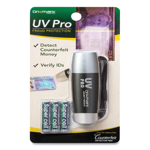 UV PRO ULTRAVIOLET COUNTERFEIT DETECTO, UV LIGHT; WATERMARK, U.S.; MOST FOREIGN CURRENCIES, 7.28 X 3.74 X 4.21, BLACK/SILVER by Dri-Mark