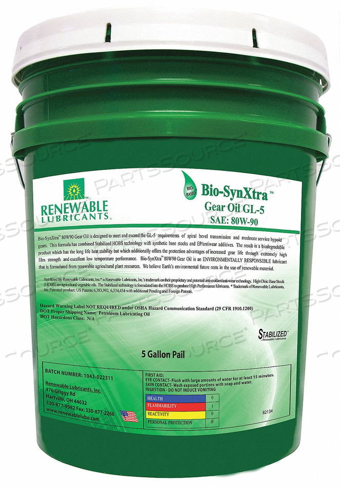 BIO-BASED HIGH TEMPERATURE OIL 5 GAL by Renewable Lubricants