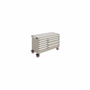 METAL 10 DRAWER MOBILE MULTI-DRAWER CABINET - 60"WX27"DX37-1/2"H LIGHT GRAY by Rousseau Metal Inc.