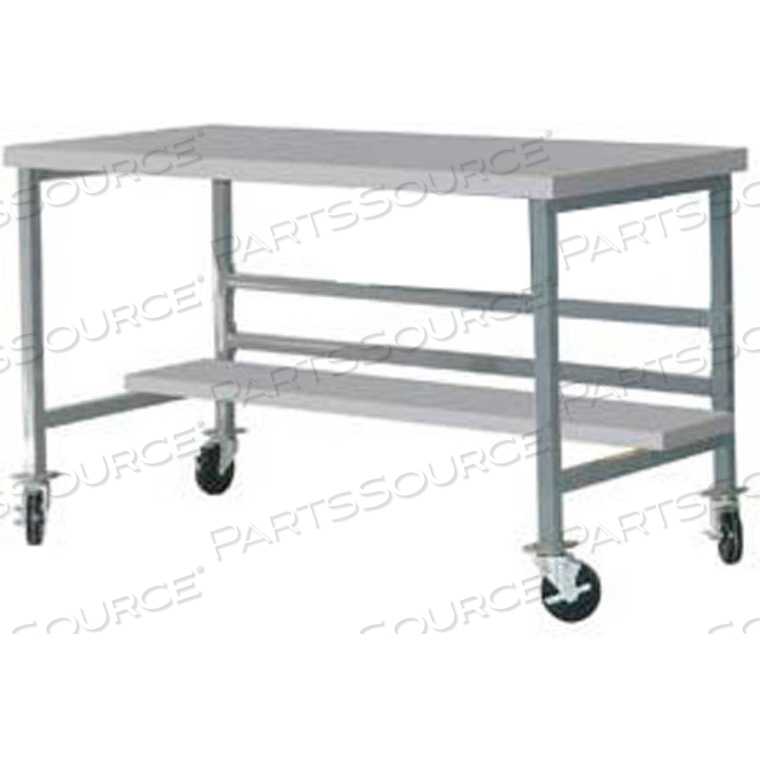 MOBILE 72" X 36" PLASTIC TOP WORKBENCH - GRAY 