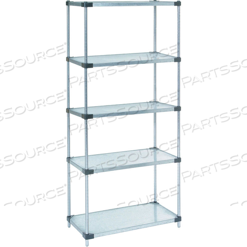 NEXEL 5 TIER SHELVING STARTER UNIT, SOLID GALVANIZED STEEL, 42"WX24"DX86"H 