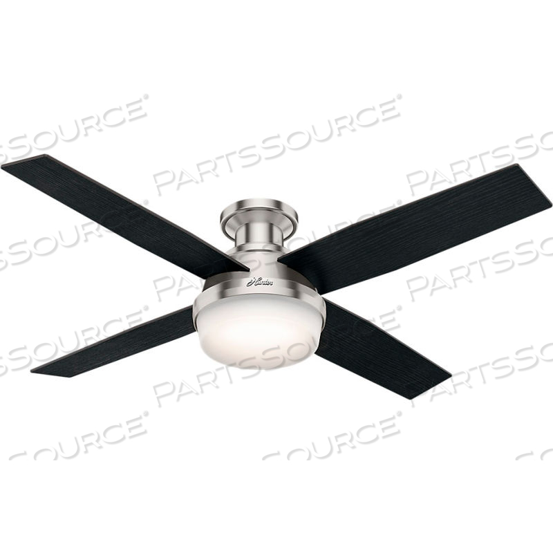 52" DEMPSEY LOW PROFILE CEILING FAN WITH LIGHT AND HANDHELD REMOTE - BRUSHED NICKEL by Hunter Fan Co. / Casablanca Fand Co. 52" DEMPSEY LOW PROFILE CEILING FAN WITH LIGHT AND HANDHELD REMOTE - BRUSHED NICKEL by Hunter Fan Co. / Casablanca Fand Co.