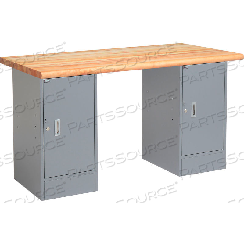 72 X 30 PEDESTAL WORKBENCH - 2 CABINETS, MAPLE BLOCK SAFETY EDGE - GRAY by Approved Vendor 72 X 30 PEDESTAL WORKBENCH - 2 CABINETS, MAPLE BLOCK SAFETY EDGE - GRAY by Approved Vendor