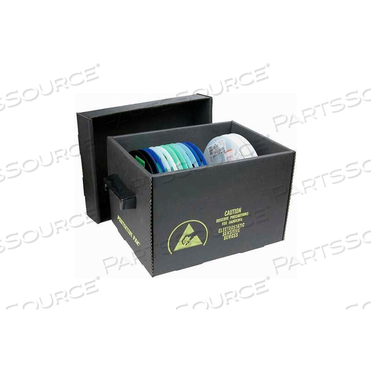 PROTEKTIVE PAK CONDUCTIVE REEL STORAGE CONTAINER W/LID, 12"L X 7-1/4"W X 7-1/4"H by Desco PROTEKTIVE PAK CONDUCTIVE REEL STORAGE CONTAINER W/LID, 12"L X 7-1/4"W X 7-1/4"H by Desco
