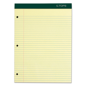 DOUBLE DOCKET RULED PADS WITH EXTRA STURDY BACK, MEDIUM/COLLEGE RULE, 100 CANARY-YELLOW 8.5 X 11.75 SHEETS by Tops