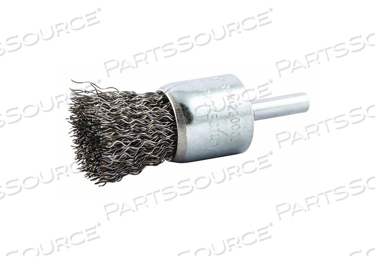 END BRUSH, CRIMPED STEEL, 1 IN DIA, 0.014 IN FILL DIA, 1/4 IN SHANK by Norton | Saint-Gobain Abrasives