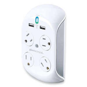 REVOLVE 3.4 SURGE PROTECTOR, 4 AC OUTLETS/2 USB PORTS, 918 J, WHITE/GRAY by 360 Electrical