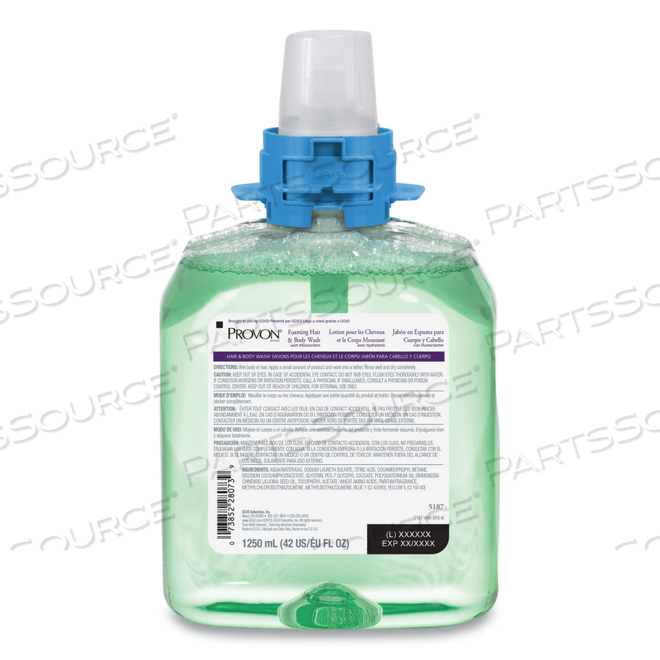 FOAMING HAIR AND BODY WASH WITH MOISTURIZERS, CUCUMBER MELON, 1,250 ML by Provon FOAMING HAIR AND BODY WASH WITH MOISTURIZERS, CUCUMBER MELON, 1,250 ML by Provon