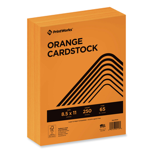 COLOR CARDSTOCK, 65 LB COVER WEIGHT, 8.5 X 11, ORANGE, 250/REAM by PrintWorks Professional