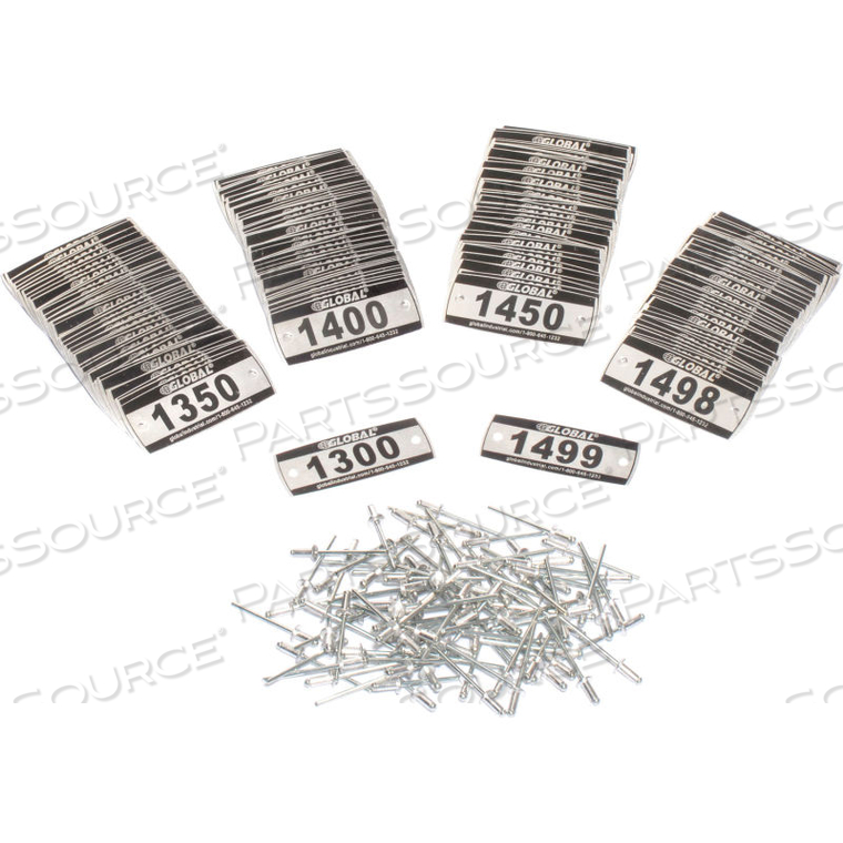 LOCKER NUMBER PLATE KIT, NUMBERED 1300-1499, 200/PACK by Precision Sourcing LOCKER NUMBER PLATE KIT, NUMBERED 1300-1499, 200/PACK by Precision Sourcing