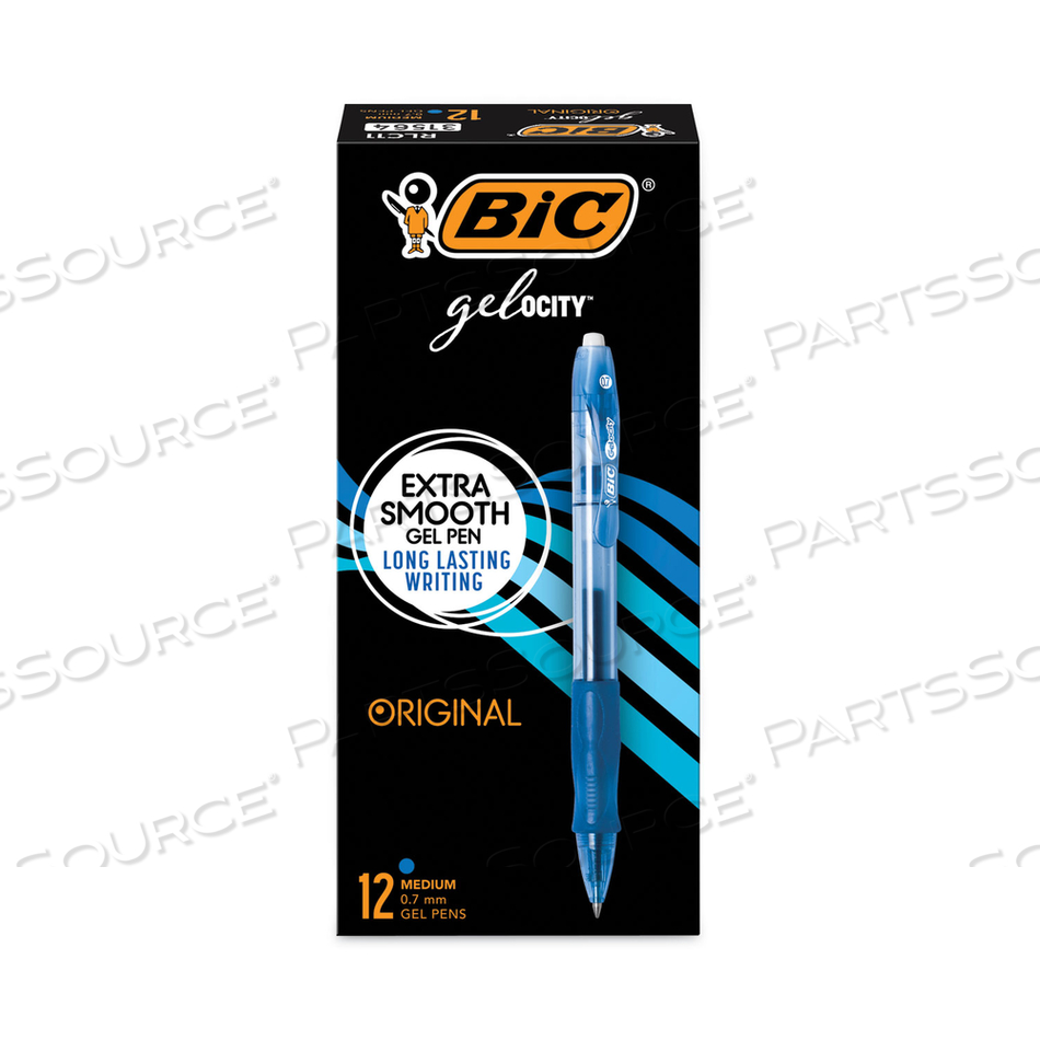 GEL-OCITY GEL PEN, RETRACTABLE, MEDIUM 0.7 MM, BLUE INK, TRANSLUCENT BLUE BARREL by BIC
