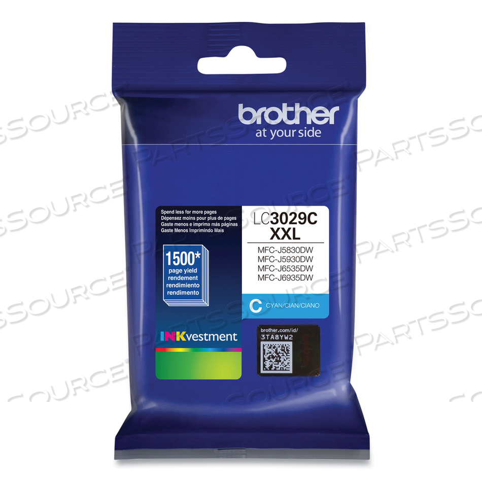 LC3029C INKVESTMENT SUPER HIGH-YIELD INK, 1,500 PAGE-YIELD, CYAN by Brother