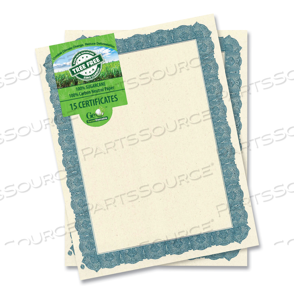 AWARD CERTIFICATES, 8.5 X 11, NATURAL WITH BLUE BRAIDED BORDER by Geographics