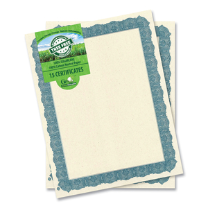 AWARD CERTIFICATES, 8.5 X 11, NATURAL WITH BLUE BRAIDED BORDER, 15/PACK by Geographics