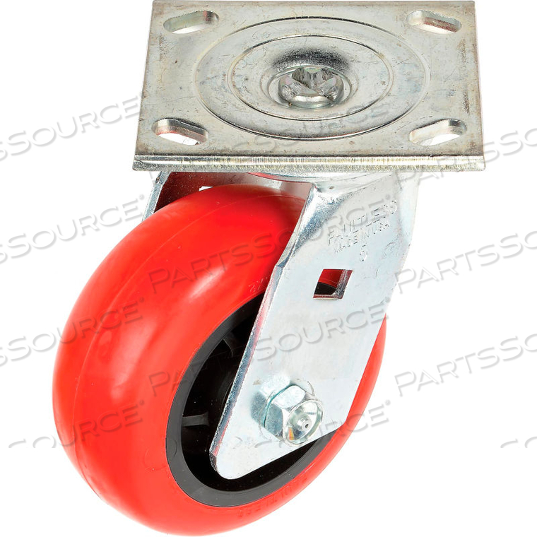 SWIVEL PLATE CASTER 5" POLYURETHANE WHEEL by Faultless Caster