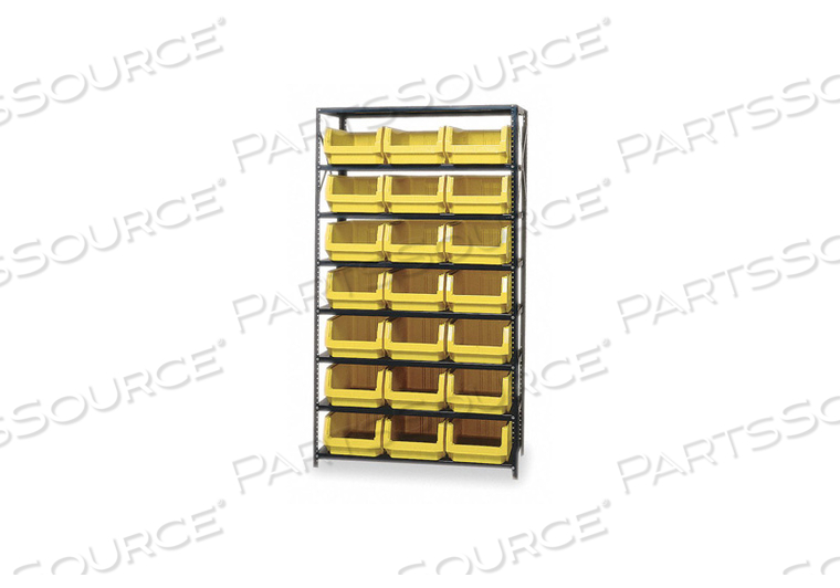 MSU-532 STEEL SHELVING WITH 21 MAGNUM GIANT HOPPER BINS YELLOW, 18X42X75 by Quantum Storage Systems MSU-532 STEEL SHELVING WITH 21 MAGNUM GIANT HOPPER BINS YELLOW, 18X42X75 by Quantum Storage Systems